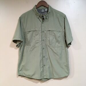 White Sierra Vented Hiking Fishing Shirt Mens M Green Outdoor Performance Camp